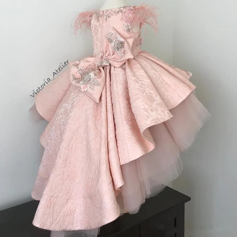 feather flower girl dresses
