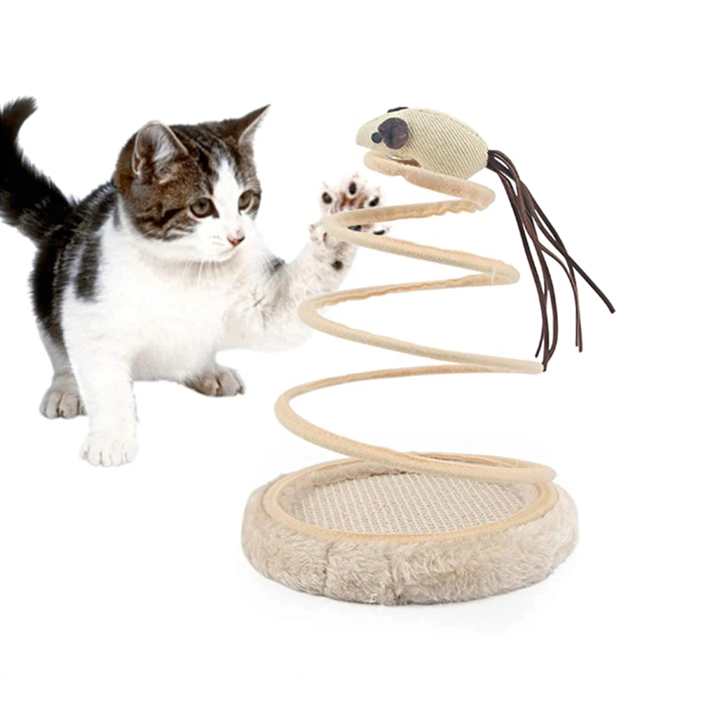 

Mouse Toys For Cats Interactive Cat-Toy Spring-Plush-Mouse Tease Cat Grinding Claw Stainless Steel Spring Spiral Tease-Cat-Plate