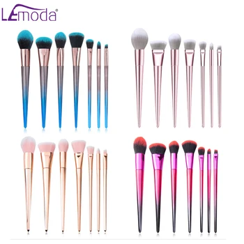 

Lemoda 7pcs Professional Makeup Brushes Set Blue Red Eyeshadow Eyebrow Foundation Brush Beauty Tool Kit