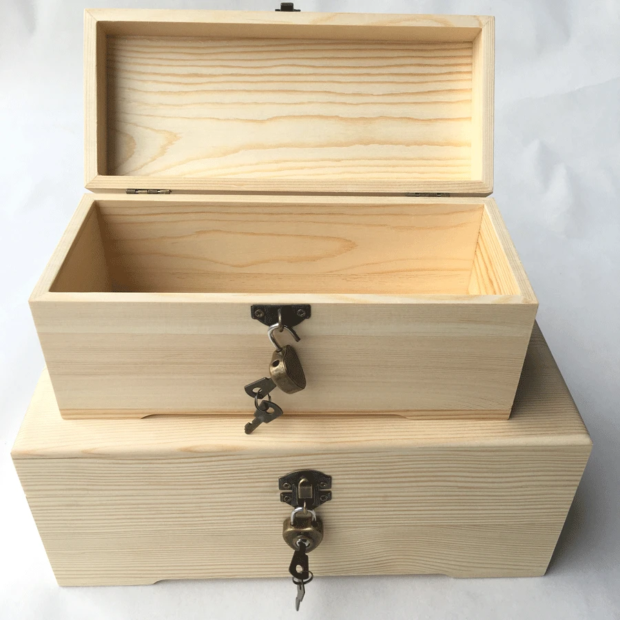 Большая деревянная коробка из сосны, настраиваемая прямоугольная фиксирующая коробка для хранения, Подарочный пост, Рождественский ящик, органайзер, украшение для дома, спальни