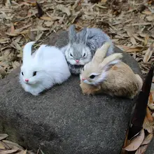 

15CM Mini Realistic Cute White Plush Rabbits Fur Lifelike Birthday Easter Bunny Rabbit Simulation Model Animal Gift Toy U7X0