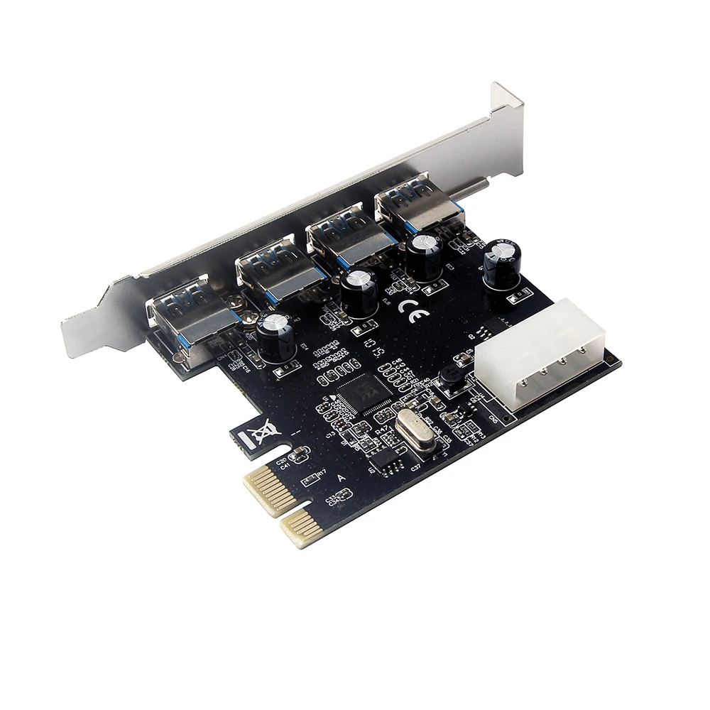 PCI-E до 4 портов USB3.0 плата расширения PCI Express к USB 3,0 карта адаптера с большим 4Pin интерфейсом питания для настольного ПК