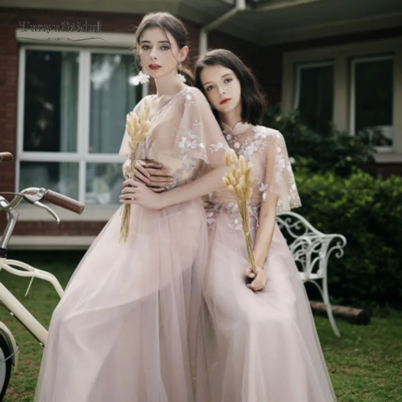 Румяные розовые длинные платья для подружек невесты, 6 стилей, Платья для подружек невесты, длина до пола, свадебные вечерние платья для гостей, одежда для мероприятий JQ644