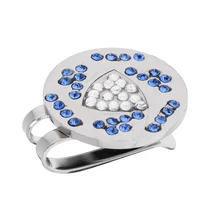 Цинковый сплав, украшенный стразами маркеры для мячей для гольфа с магнитным зажим для шляпы для гольфа, случайный цвет