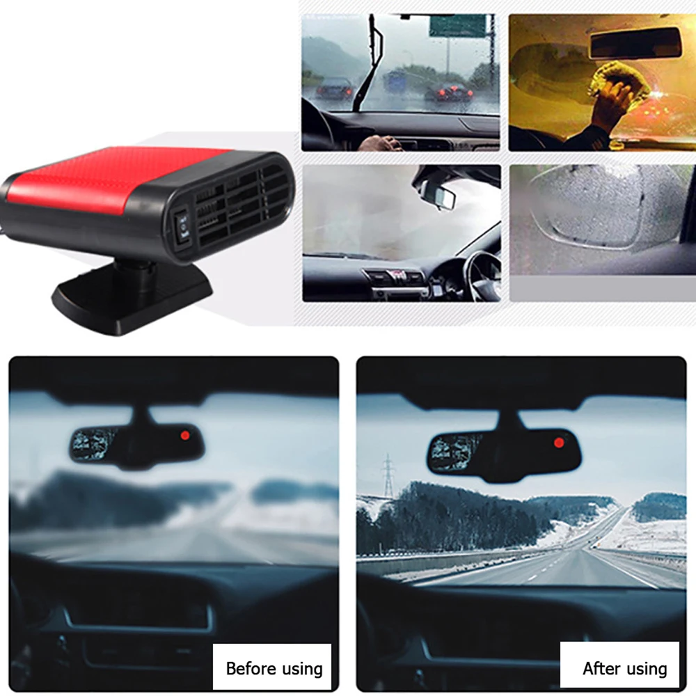 Universal Car Heater 12V/24V Car Interior Heating Accessories Fan Heater Window Mist Remover 360° rotating holder