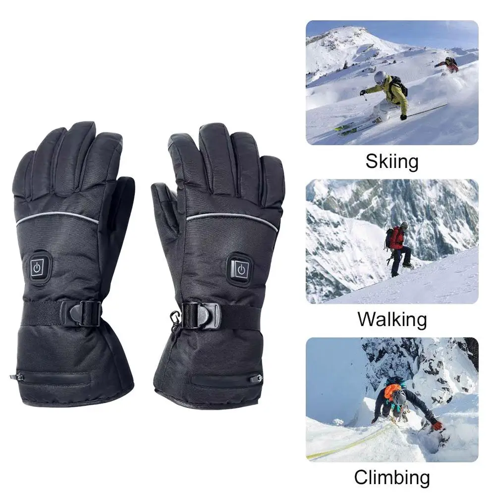 Перчатки с электрическим подогревом с регулировкой температуры, литиевые батареи, перчатки для катания на лыжах, пеших прогулок, верховой езды, холодной погоды