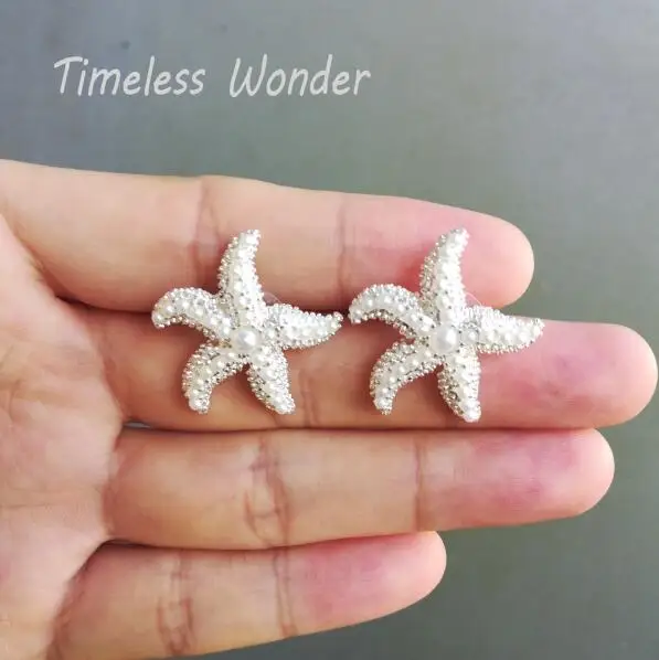 

Timeless Wonder Rare Faux Pearl Starfish Statement Stud Earrings Women Jewelry Party Gown Top Punk Sweet Gothic Stunning 5391