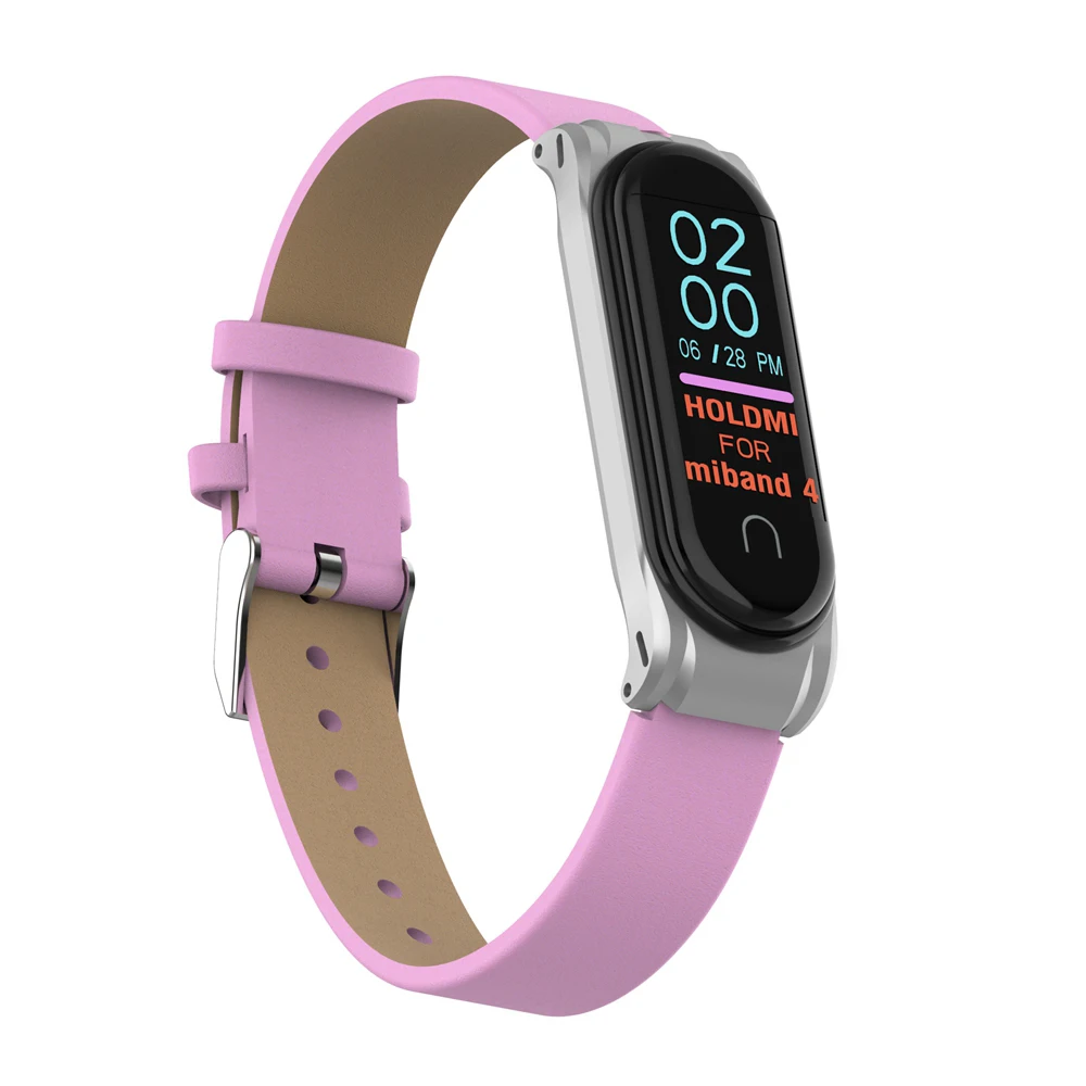 Цветной PU+ металлический чехол для Xiaomi mi band 4 Correa сменный спортивный ремешок mi Band 4 аксессуары ремешок для браслета
