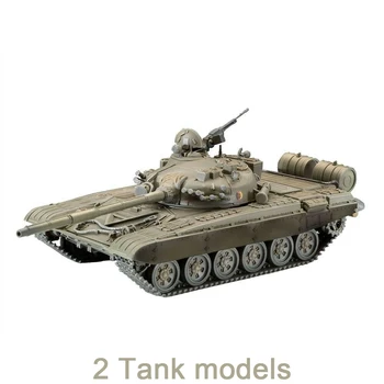

2Pcs/Set 1:72 Scale Action Figure T-55A T72-MI Lepoard2A5 Mini Tank Assembled Model Heavy Machine Gift For Children DIY Toy