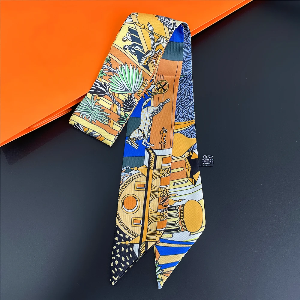 Marke Pferd Schal Frauen 2023 Design Sommer Seidenschal Für Damen Haar Zubehör Foulard Haar & Tasche Schals Mode Stirnband – Detail 8