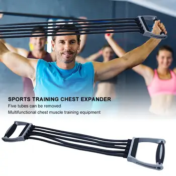 

Chest Expander Gum For Fitness Booty Belt Elastic Bodybuilding Training Five-tube Detachable Chest Muscle Exercise Equipment