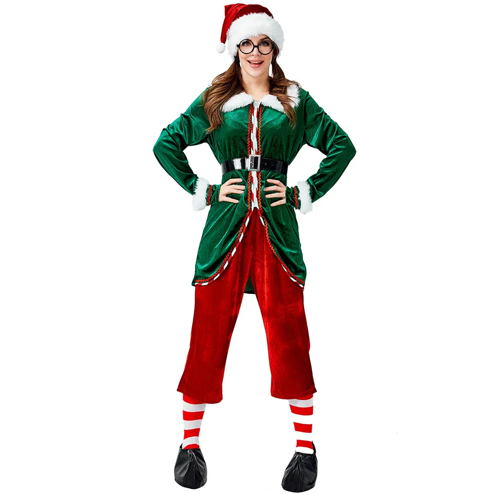 Disfraz De Papá Noel Para Mujer Hillban - Vestido Con Capucha Y Cinturón, Terciopelo, Talla L