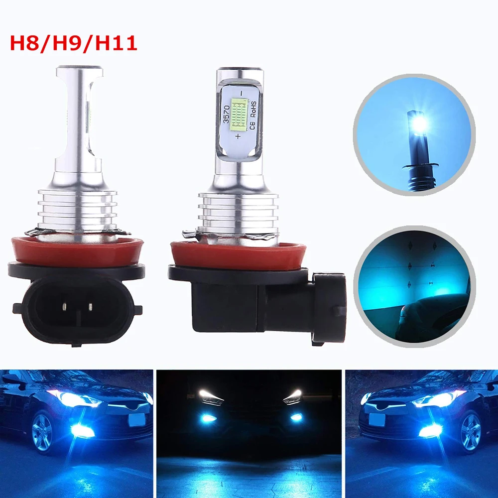 Foglight Противотуманные фары Автомобильный светодиодный Противотуманные фары конверсионный комплект высокояркое декодирование H8/H9/H11 9006/HB4 белый желтый синий