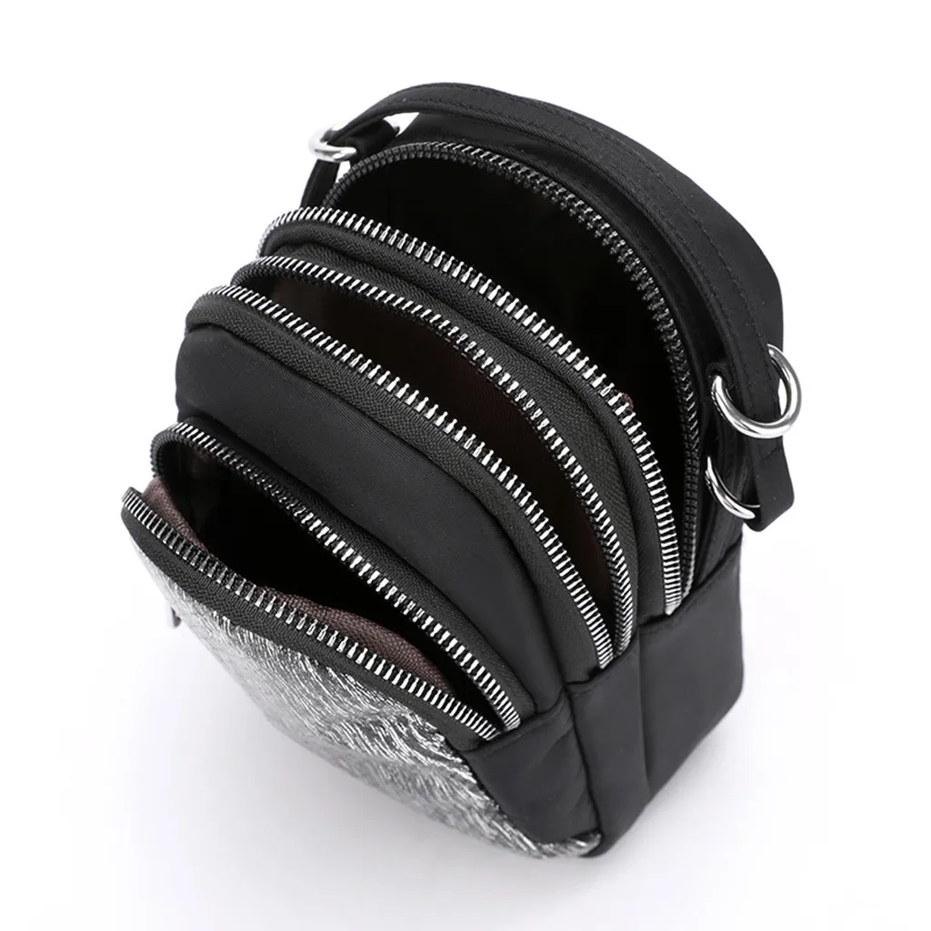 Women Nylon Sequin Coin Purse Shoulder Mobile Phone Bag Exquisite Girls Delicate Handbag Elegant Ladies Fashion Casual Bags
