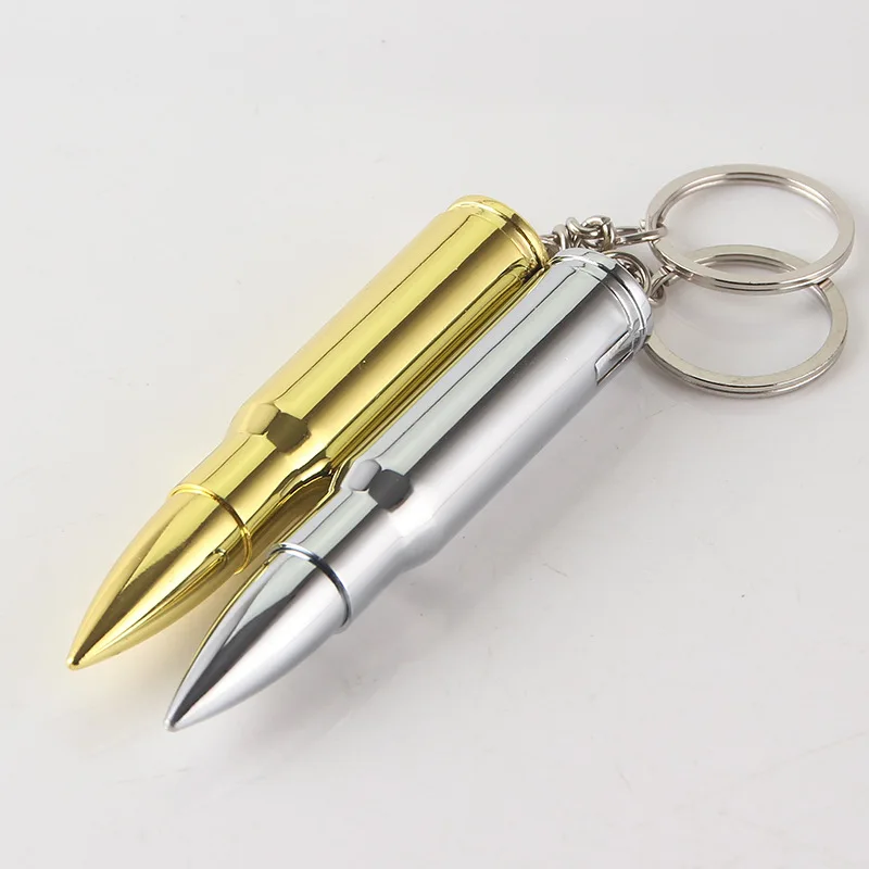 

Bullet shape keychain gas lighter Inflatable Fashion cigarette Metal lighters Windproof smoking Grinding Wheel Lighter Outdoor