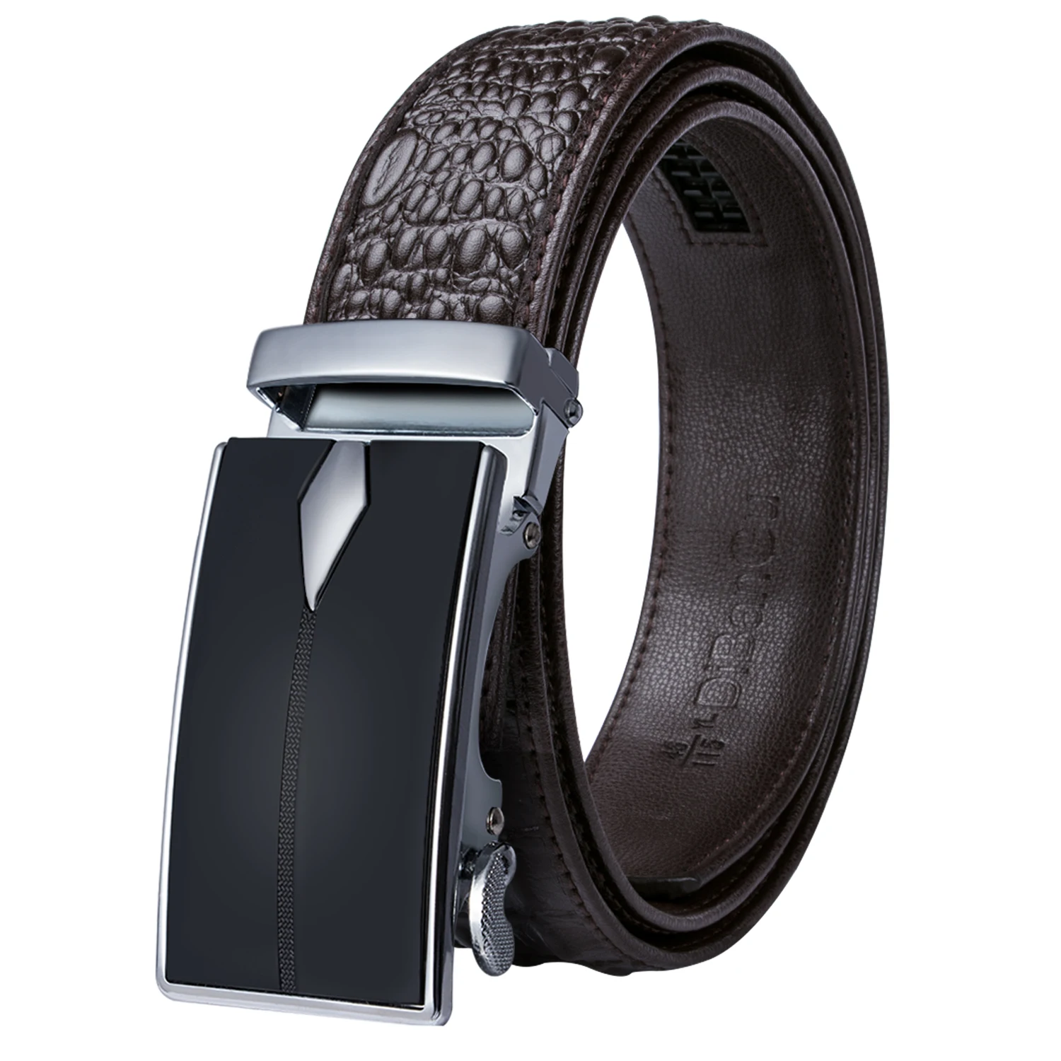 0011-DF-B Новинка, мужские коричневые ремни из натуральной кожи с автоматической пряжкой, Модный повседневный ковбойский ремень для джинсов - Цвет: 0011-DF-B
