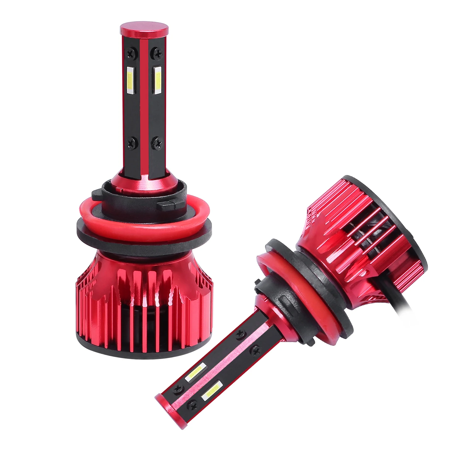 

2pcs car 4-sided H8/H9/H11 CSP1860 LED Headlight Kit 56W 4800LM Hi-Lo Beam Light 6500K Aviation Aluminum Headlights