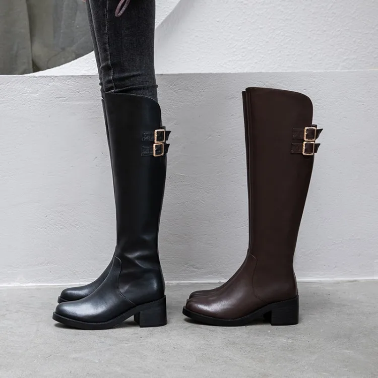 

Knight Boots Women's New Autumn/Winter Handsome Thick-soled High Boots Leather Boots Over Knee Boots