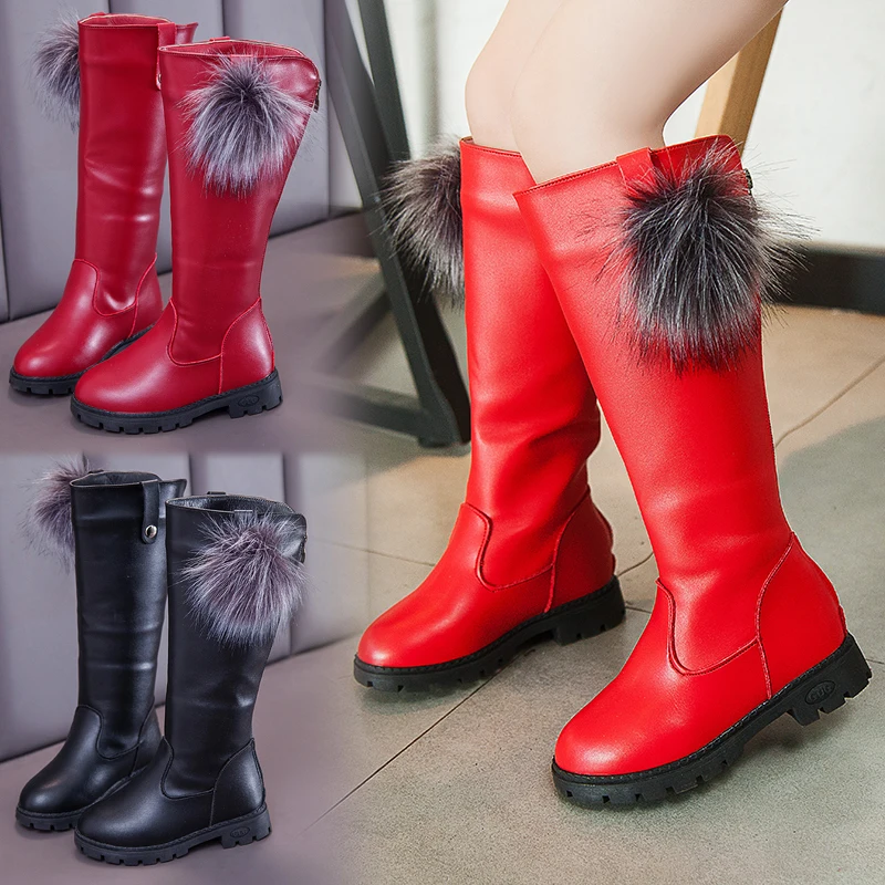 Botas para niñas 2019 nueva moda Otoño Invierno zapatos para niños princesa de de cuero alto botas impermeables bota para chica zapato - AliExpress