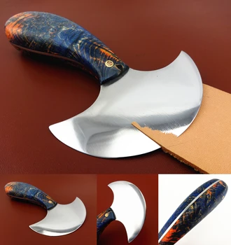 

Leather Craft Original Colored Hardwood Handle Round Blade Knife Cutter Tool - Groover Skiver Beveler Awl Slicker Burnisher Cut