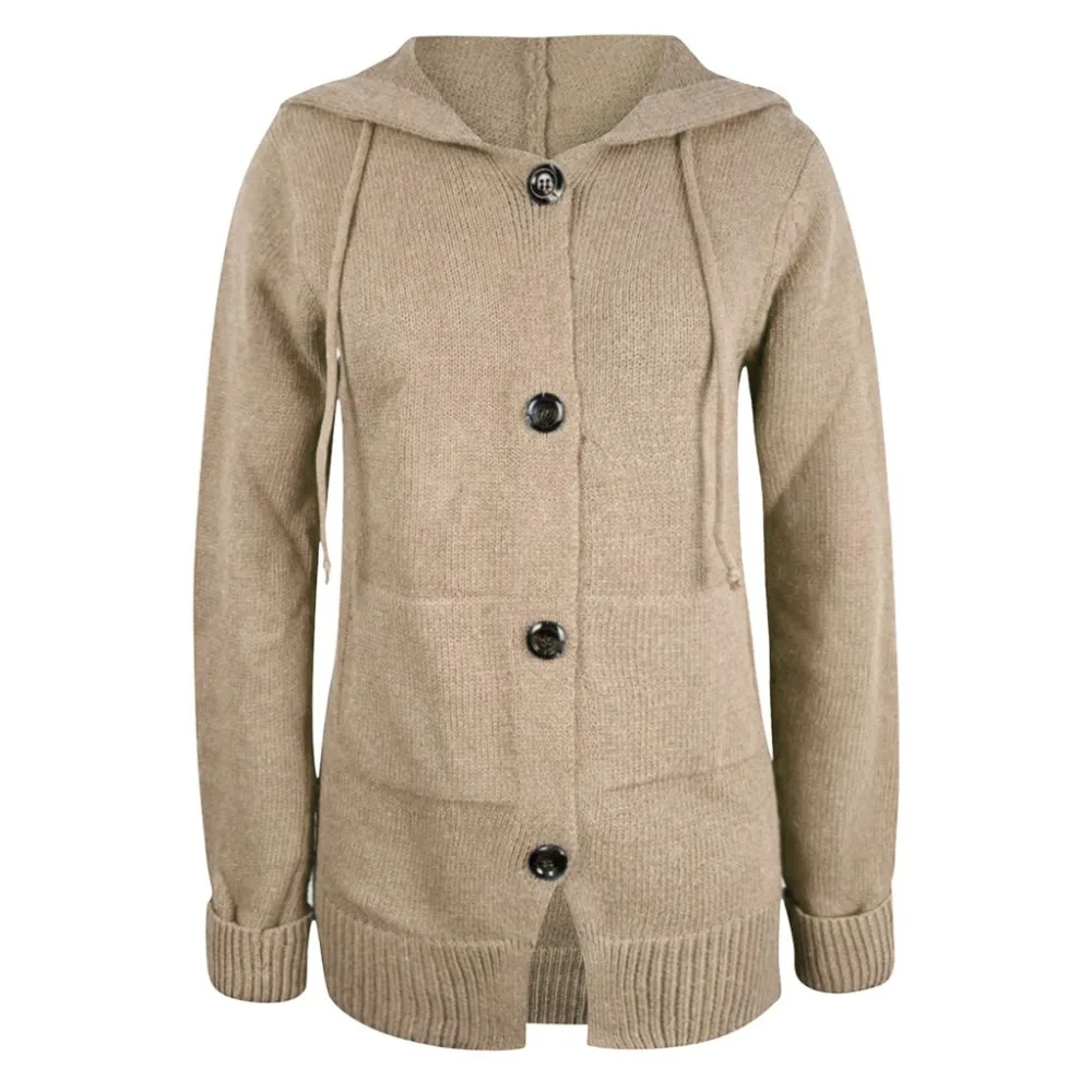 Fashion Long Cardigan Women Fashion Harajuku Loose Button Knit Hooded Sweater Women Casual Oversized Jacket Coat Autumn