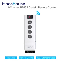 9 Channel RF433 Remote Control for WiFi Curtain Switch RF Roller Blinds Module Battery Powered Curtain Accessories Emitter