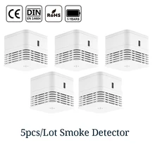 CPVan 5 шт./лот беспроводной пожарный детектор EN14604 CE сертифицированный 85 дБ Громкая сигнализация дым 5 лет дымовая сигнализация фотоэлектрический датчик детектор