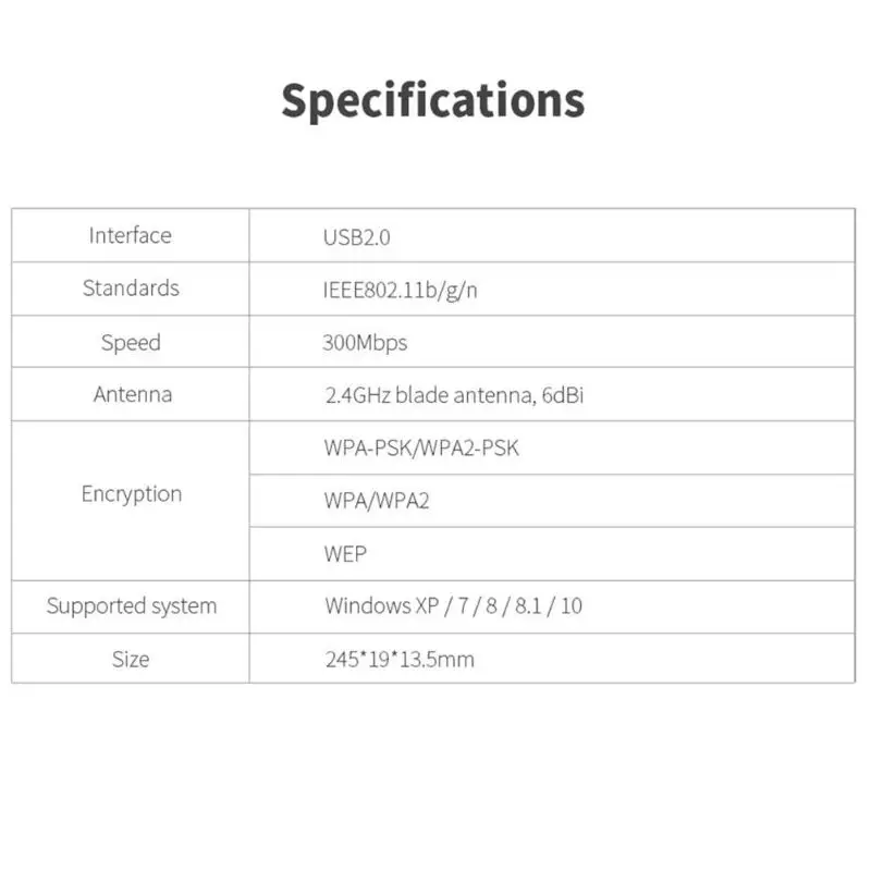 WU826F USB2.0 антенна беспроводной адаптер 300 Мбит/с усиление 6dBi Поддержка Windows XP/7/8/8,1/10 Бесплатный драйвер WiFi приемник 245x19x13,5 мм