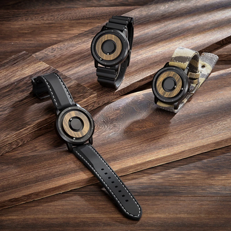 EUTOUR Magnetic Watch Men Luxury Silicone Leather Strap Magnet Ball Show Quartz Wrist Watch Mens Wristwatch Dropshipping