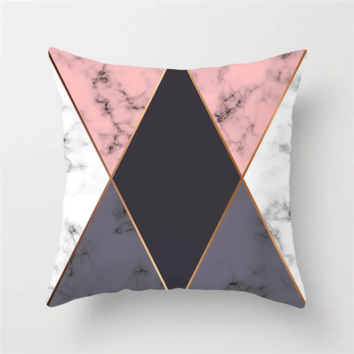 Fuwatacchi Geometry Cushion Cover Striped Geometric Printed Pillowcases Linen Cotton Gold and White Pillow Covers Sofa 45x45cm - Цвет: PC02047