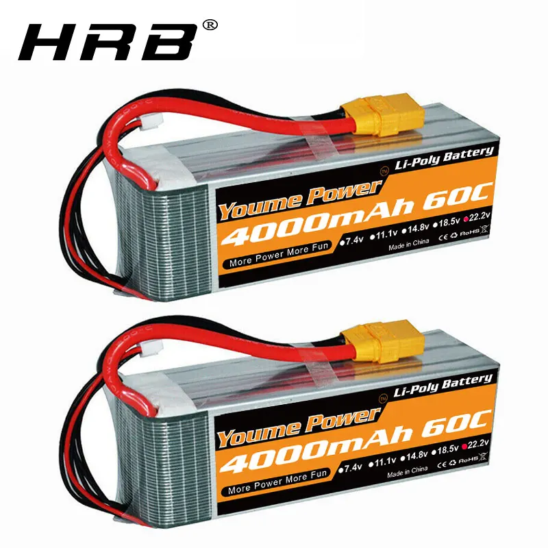 

Youme 22.2V 6S Lipo Battery 4000mah RC Lipo 60C with EC5 Connector T Plug for helicopter 550 RC Airplane 700 800 Quadcopter cars