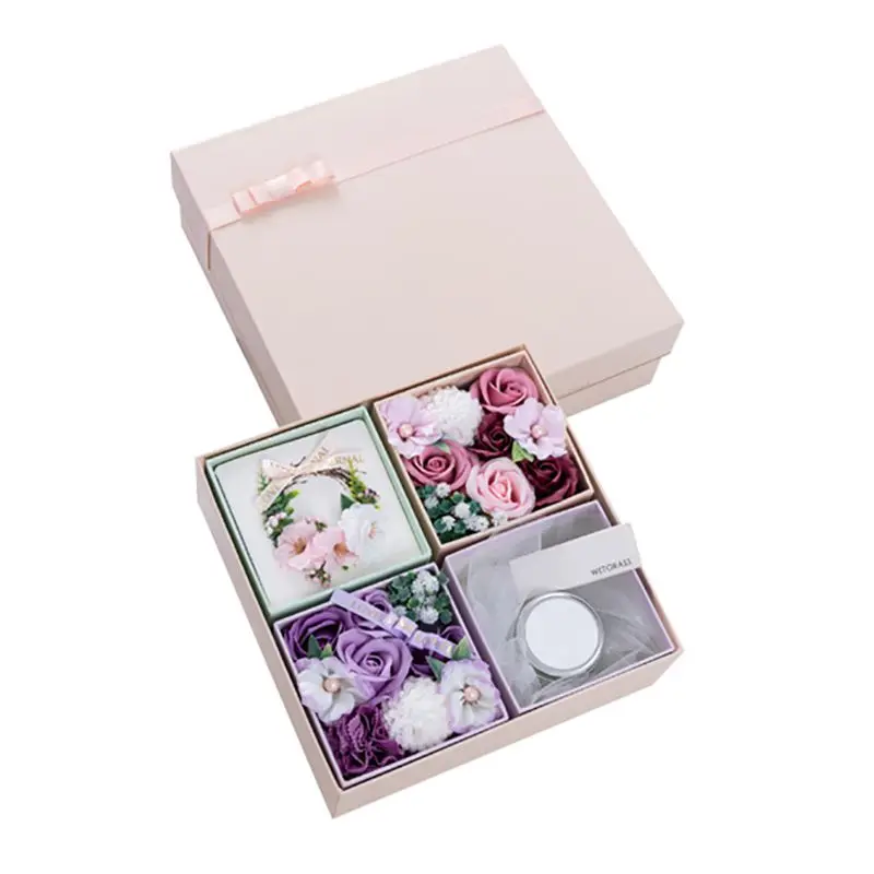 1 Набор Мыла Цветок розы с ароматическими свечами мыло роза Подарочная коробка для женщин День рождения Свадьба День святого Валентина подарки дропшиппинг