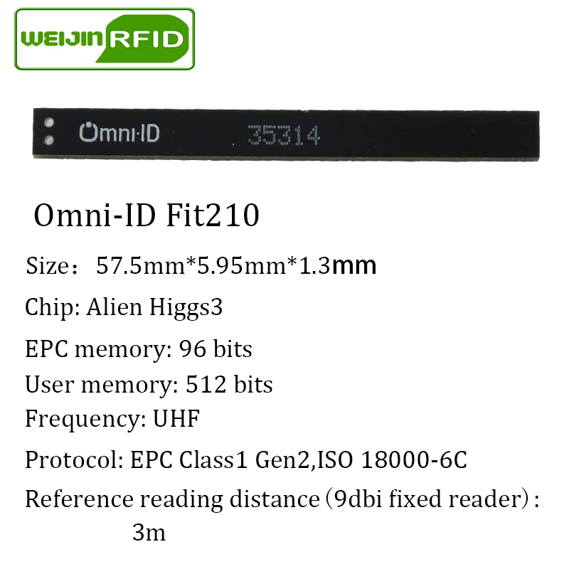 UHF RFID металлическая бирка omni-ID fit 210 915m 868mhz Alien higgs3 EPC 20 шт прочная краска очень тонкие пассивные RFID метки