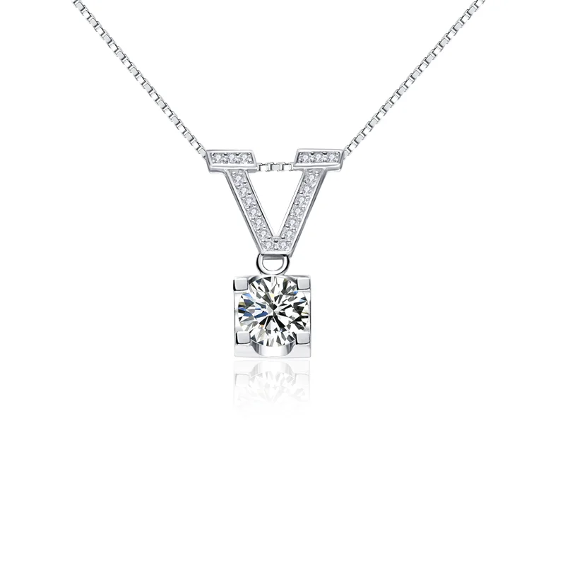 BOEYCJR Love 925 серебро 1ct/2ct/3ct F цвет Moissanite VVS Обручальная Свадебная подвеска, ожерелье для женщин Подарок на годовщину