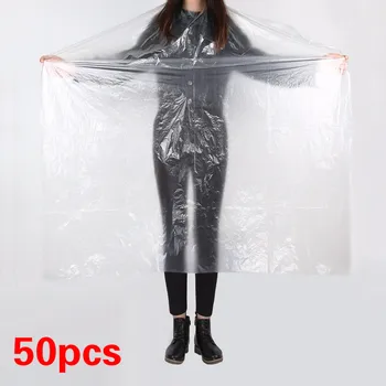 

50 Pcs Disposable Hairdressing Capes PE Waterproof Apron Cutting Perm Dye Hair Cape Barber Transparent Hairdressing Cloth 35