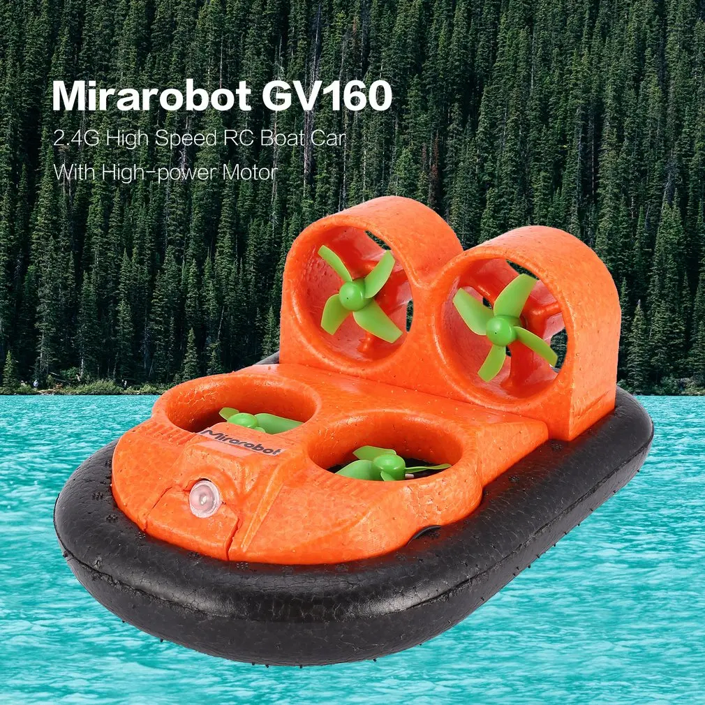 Mirarobot GV160 2.4G 7CH RC Boat Car Ground Effect Vehicle Speedboat Ship Model with 30km/h High Speed LED Version RC Model Toys