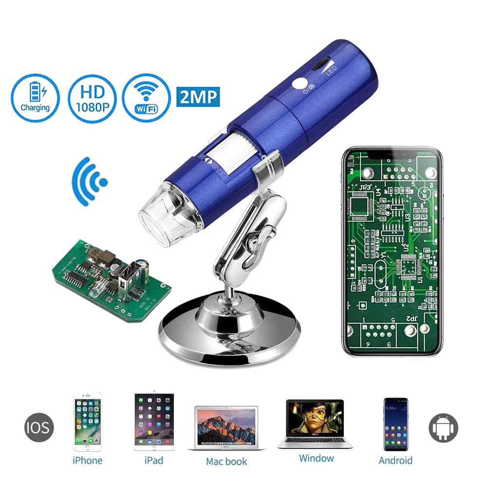 1080P 1000X WiFi цифровой микроскоп для Android Iphone мобильный телефон 8 LED 3 в 1 Дети Цифровой