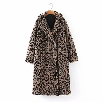 

2019 Autumn Winter Women Leopard Print Blends Jacket Vintage Stylish Female Woolen Coat Casual Outerwear for Ladies