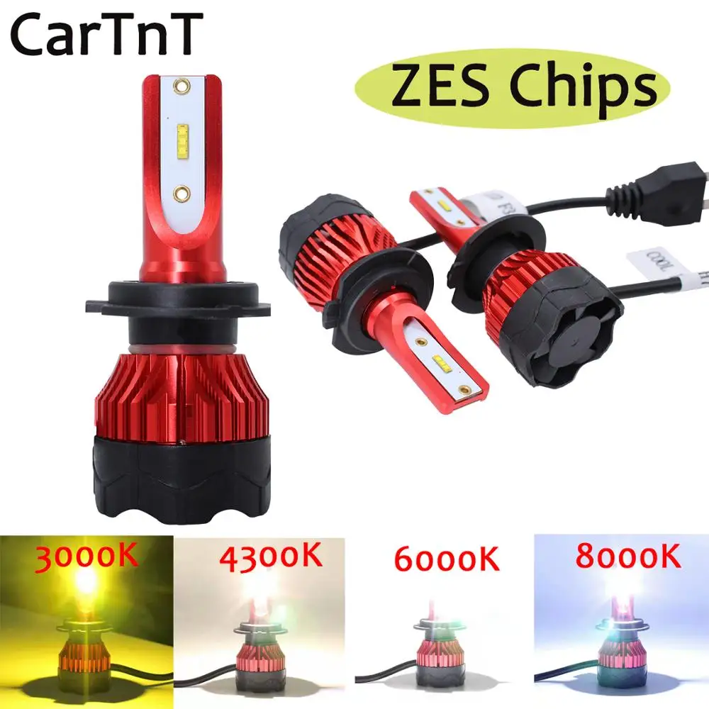 CarTnT 2 шт. светодиодный H7 H4 Автомобильные фары H1 H3 H11 9005 HB3 9006 HB4 9004 9007 880 лампы 72 Вт 3000K