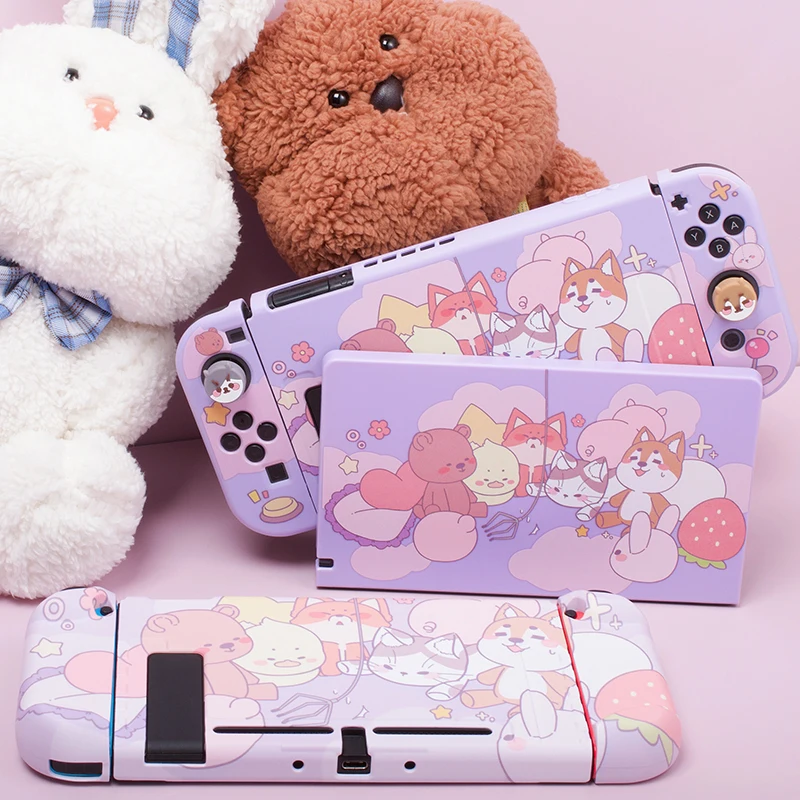 

Cute Cat Dog Nintend Switch Protective Shell Soft PC Hard Dock Cover NS Game Console Housing Box For Nintendo Switch Accessories