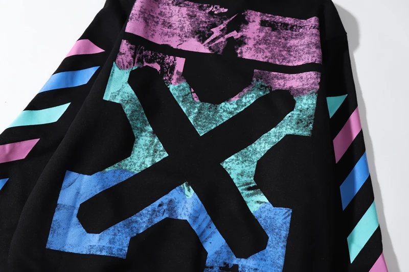 Градиентный цвет lightning 19ss Off-White OW мужские/женские осенне-зимние хлопковые модные повседневные свободные толстовки с капюшоном куртка с капюшоном