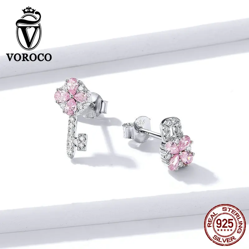 VOROCO подлинный 925 пробы серебряный комплект ювелирных изделий набор с клевером серьги и ожерелье женский гипоаллергенный комплект ювелирных изделий