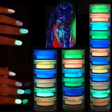 12 цветов/набор модный Флуоресцентный порошок для ногтей неоновая пыль светящийся флуоресцентный пигмент порошок для ногтей блестит светится в темноте 1 г/кор