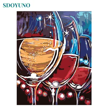 

SDOYUNO Frame DIY Painting By Numbers Wine glass Drawing By Numbers Modern Wall Art Painting & Calligraphy For Home Decor