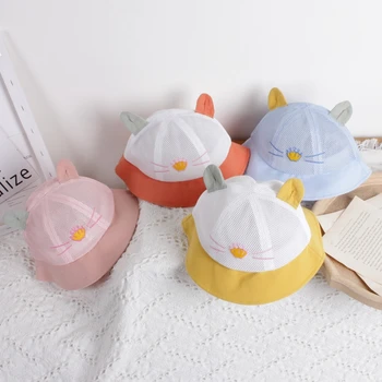 

New Summer Baby Mesh Hats For Girl Boys Baseball Cap For Children Beach Hat Kids Sun Hat Cute Cat Ears Decoration Cap