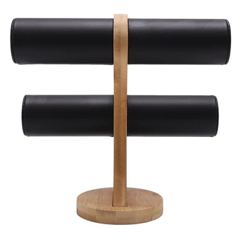 

Bamboo Jewelry Display Bracelet Storage Display Bangle Display Stand Vintage Velvet/ PU Leather Watch Jewelry Organizer Black