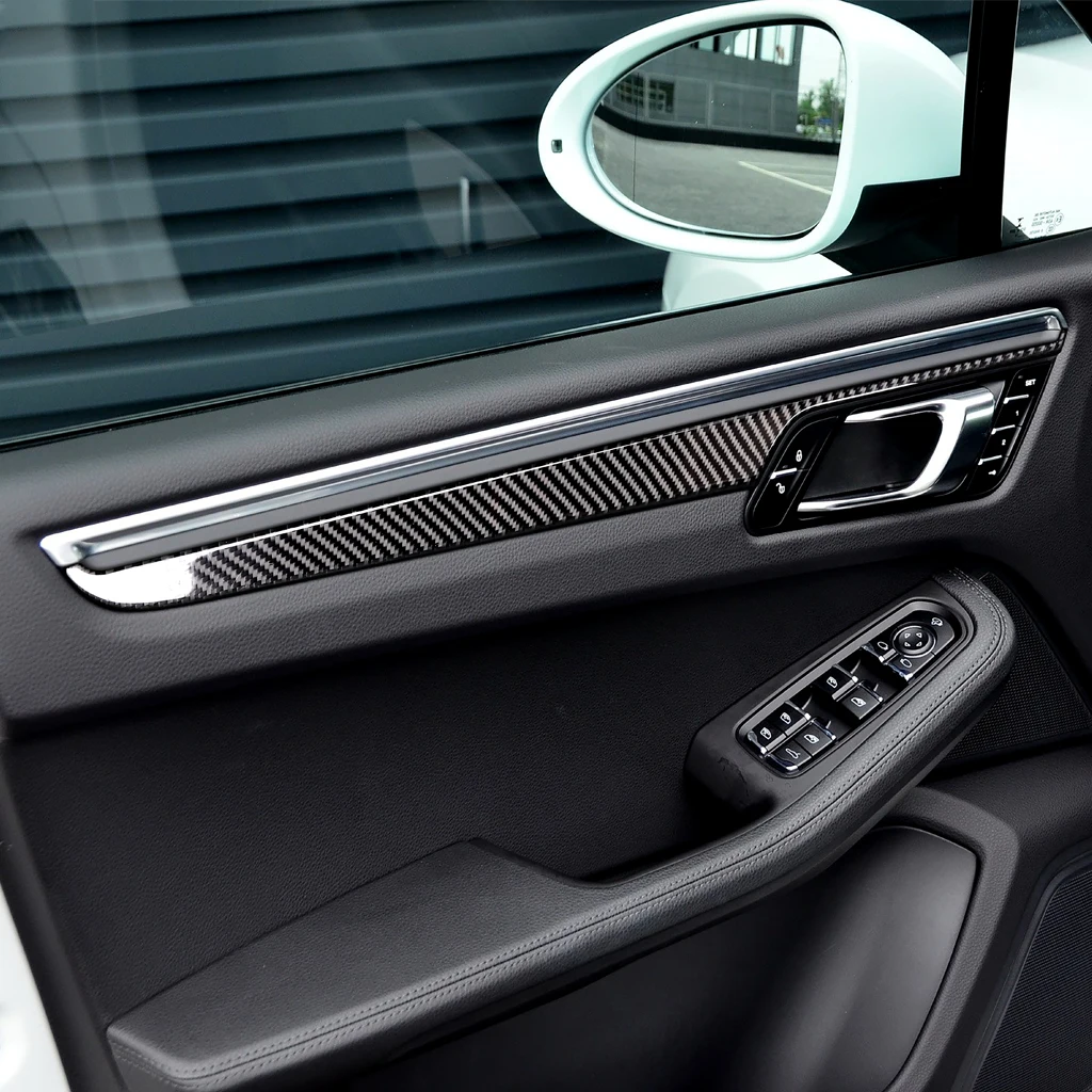 Подходит для Porsche Macan аксессуары 2016Car углеродного волокна декоративная чашка воздуха на выходе окно Кнопка панель для автостайлинга