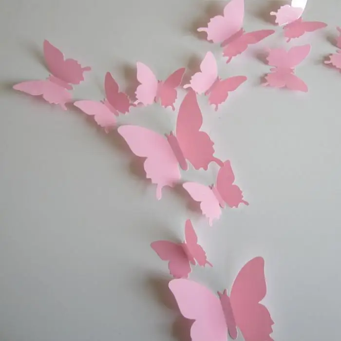 12 шт./партия ПВХ 3D DIY Бабочка наклейки на стену домашний декор плакат для кухни Ванная комната клей декоративные настенные наклейки - Цвет: 4