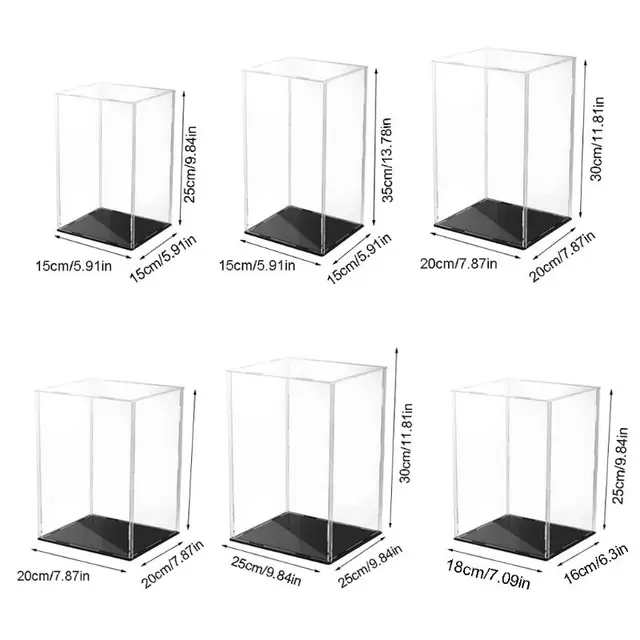 Clear Acrylic Display Case Black Base Dustproof Protection Model Toy Show Box 1