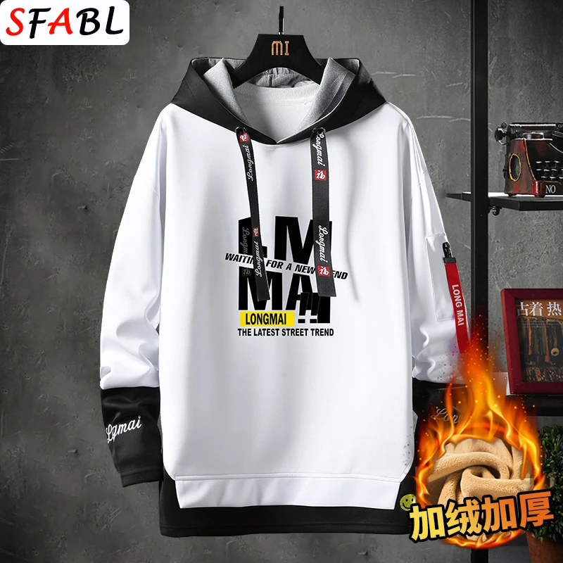 

SFABL New Young Fashion Thicken Inner Hoodies Men Streetwear Hip Hop Man Woman Pullover Sweatshirt Winter Men's Tops Japan Style